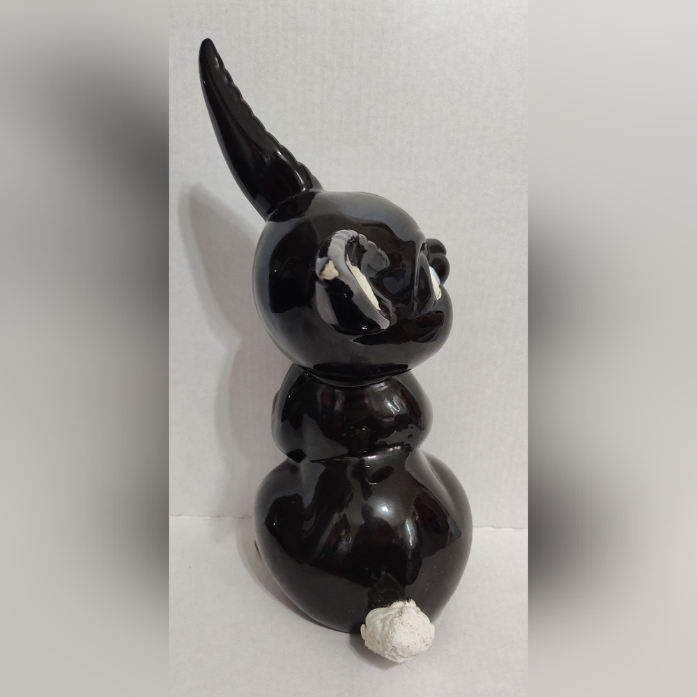 Vintage Redware Pottery‎ Anthropomorphic Black Rabbit Statue  15" Tall Easter - Picture 8 of 11